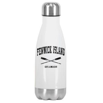 Fenwick Island Delaware Vintage Nautical Crossed Oars Gift Stainless Steel Insulated Water Bottle