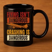 Flying Isn't Dangerous. Crashing Is Dangerous Aviation 11oz C Handle Ceramic Mug