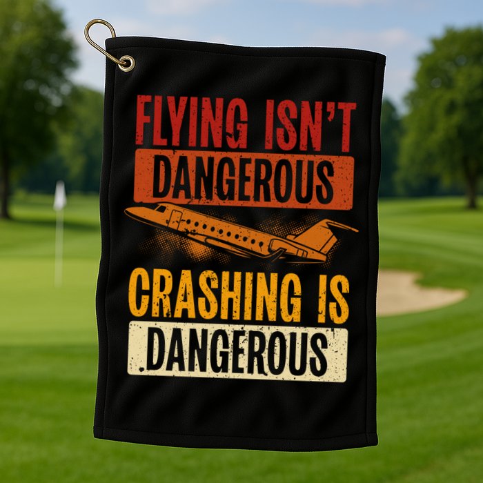 Flying Isn't Dangerous. Crashing Is Dangerous Aviation Golf Towel