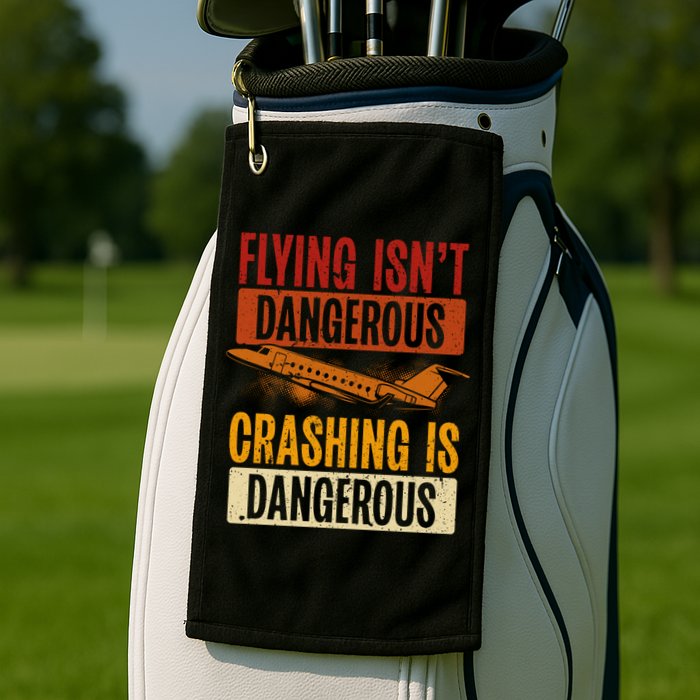 Flying Isn't Dangerous. Crashing Is Dangerous Aviation Golf Towel