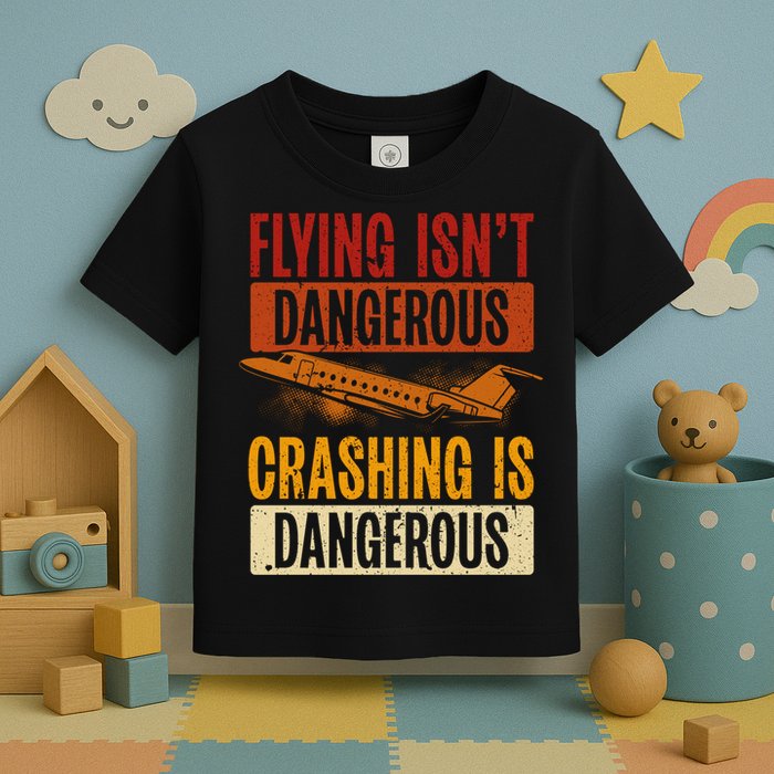Flying Isn't Dangerous. Crashing Is Dangerous Aviation Toddler T-Shirt