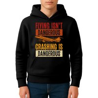 Flying Isn't Dangerous. Crashing Is Dangerous Aviation Kids Hoodie