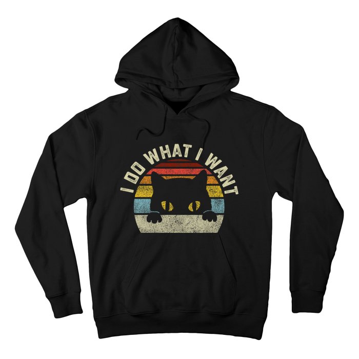 Funny I Do What I Want My Black Cat Red Cup Vintage Retro Hoodie