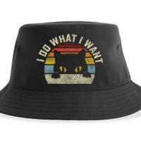 Funny I Do What I Want My Black Cat Red Cup Vintage Retro Sustainable Bucket Hat