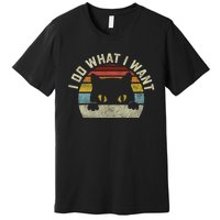 Funny I Do What I Want My Black Cat Red Cup Vintage Retro Premium T-Shirt