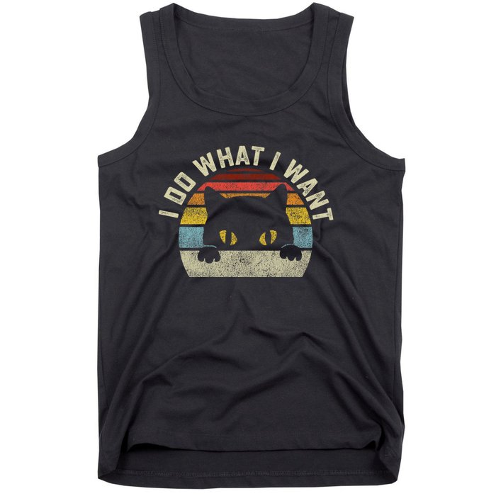 Funny I Do What I Want My Black Cat Red Cup Vintage Retro Tank Top