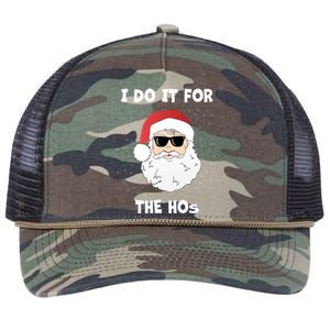 Funny I Do It For The Hos Funny Santa In Dark Sunglasses Gift Retro Rope Trucker Hat Cap