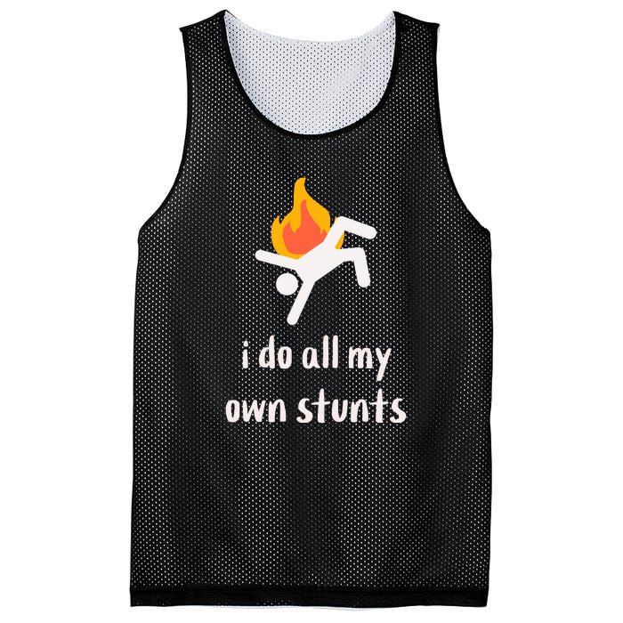 Funny I Do All My Own Stunts Mesh Reversible Basketball Jersey Tank