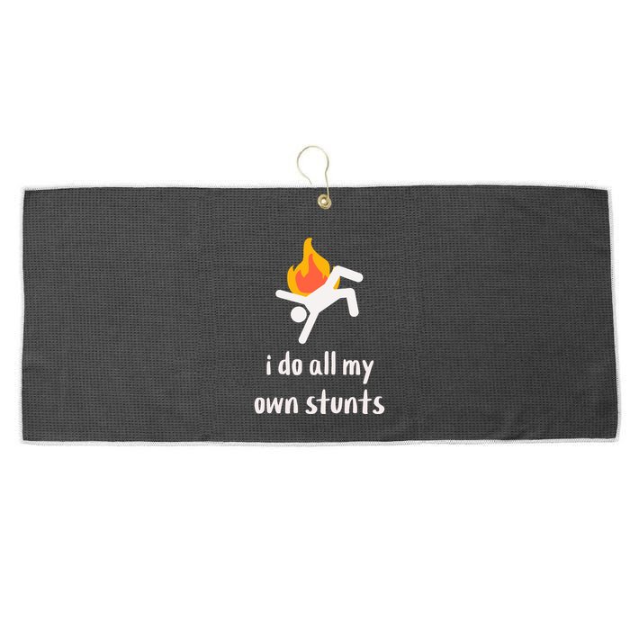 Funny I Do All My Own Stunts Large Microfiber Waffle Golf Towel