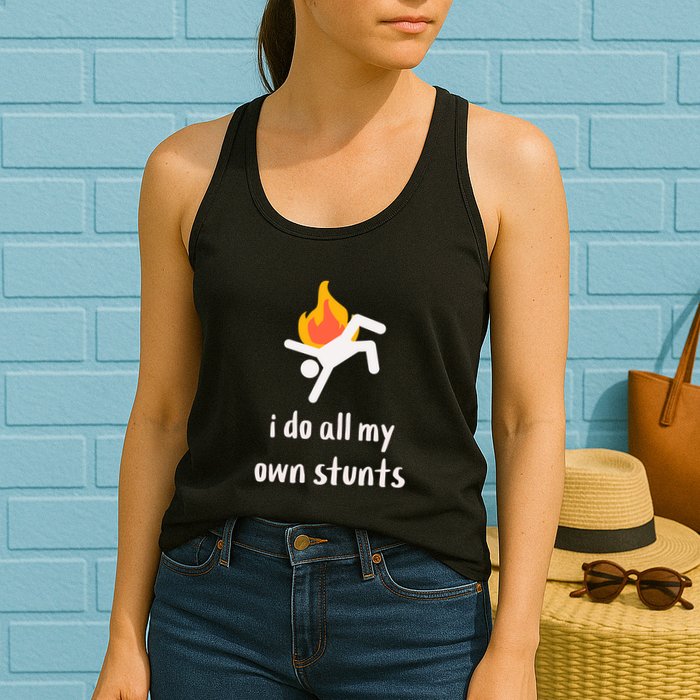 Funny I Do All My Own Stunts Womens Tank Top