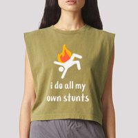Funny I Do All My Own Stunts Garment-Dyed Women's Muscle Tee