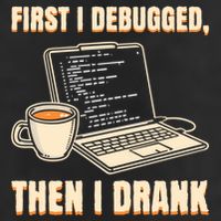 First I Debugged Then Coffee Programmer Software Developer Gift 7 Panel Mesh Trucker Snapback Hat