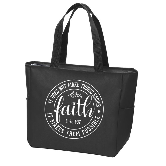 Faith It Does Not Make Things Easier It Makes Them Possible LukeJesus Zip Tote Bag