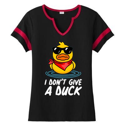 Funny I Dont Give A Duck Ladies Halftime Notch Neck Tee