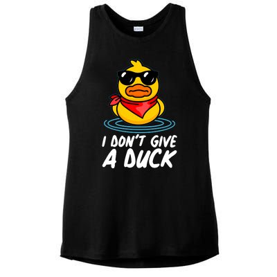 Funny I Dont Give A Duck Ladies PosiCharge Tri-Blend Wicking Tank