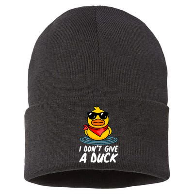Funny I Dont Give A Duck Sustainable Knit Beanie