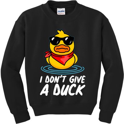 Funny I Dont Give A Duck Kids Sweatshirt