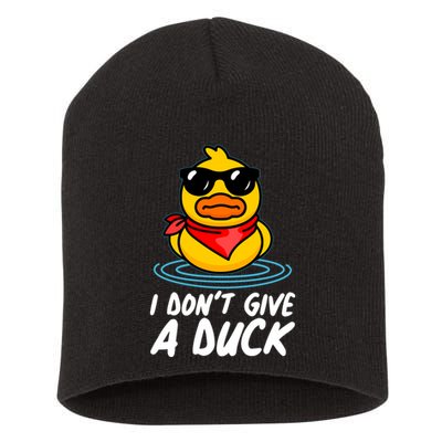 Funny I Dont Give A Duck Short Acrylic Beanie