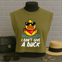 Funny I Dont Give A Duck Garment-Dyed Women's Muscle Tee