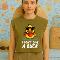 Funny I Dont Give A Duck Garment-Dyed Women's Muscle Tee