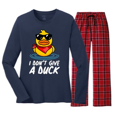 Funny I Dont Give A Duck Women's Long Sleeve Flannel Pajama Set 