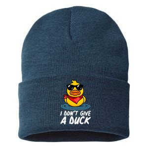 Funny I Dont Give A Duck Sustainable Knit Beanie