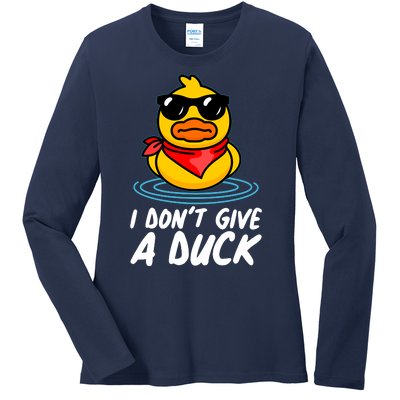 Funny I Dont Give A Duck Ladies Long Sleeve Shirt