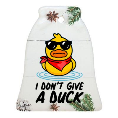 Funny I Dont Give A Duck Ceramic Bell Ornament