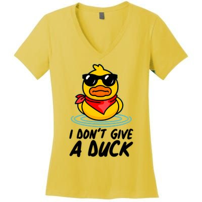 Funny I Dont Give A Duck Women's V-Neck T-Shirt