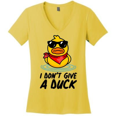 Funny I Dont Give A Duck Women's V-Neck T-Shirt