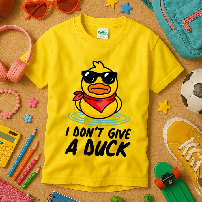 Funny I Dont Give A Duck Kids T-Shirt