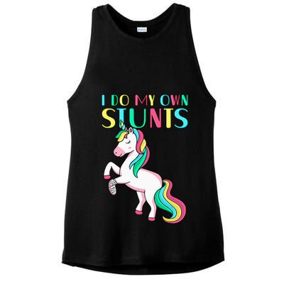 Funny I Do My Own Stunts Broken Arm Cute Magical Unicorn Ladies PosiCharge Tri-Blend Wicking Tank