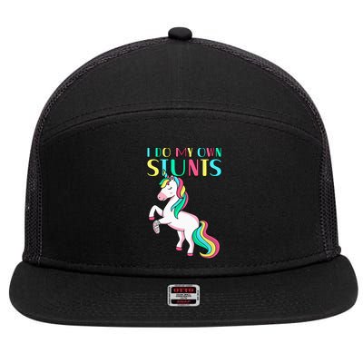Funny I Do My Own Stunts Broken Arm Cute Magical Unicorn 7 Panel Mesh Trucker Snapback Hat