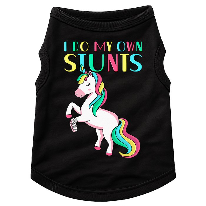Funny I Do My Own Stunts Broken Arm Cute Magical Unicorn Doggie Tank