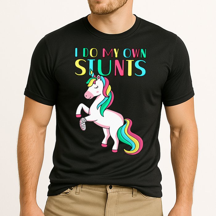 Funny I Do My Own Stunts Broken Arm Cute Magical Unicorn Performance Shirt