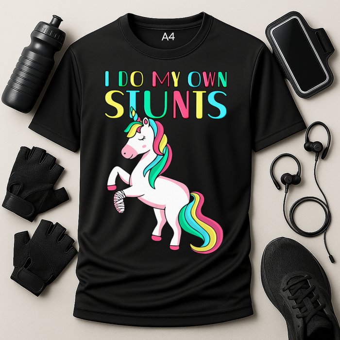 Funny I Do My Own Stunts Broken Arm Cute Magical Unicorn Performance Shirt