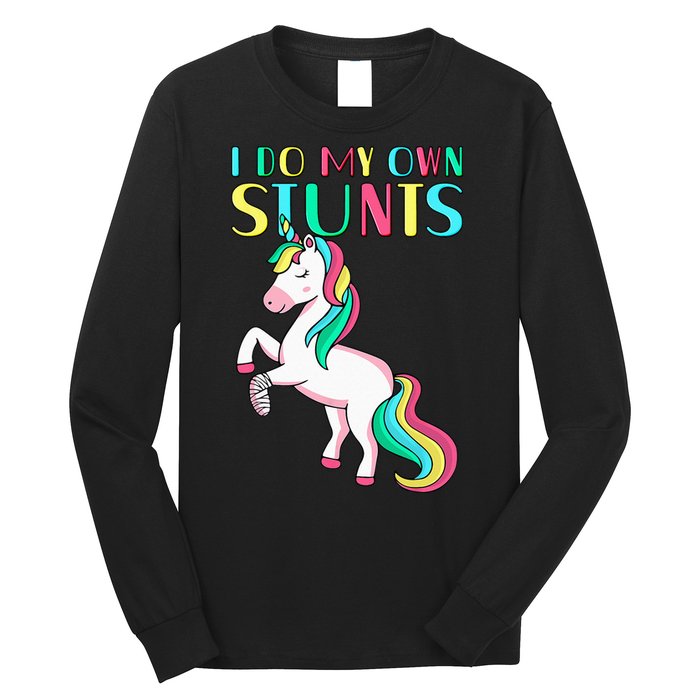 Funny I Do My Own Stunts Broken Arm Cute Magical Unicorn Long Sleeve Shirt