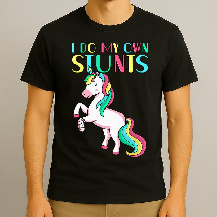 Funny I Do My Own Stunts Broken Arm Cute Magical Unicorn T-Shirt