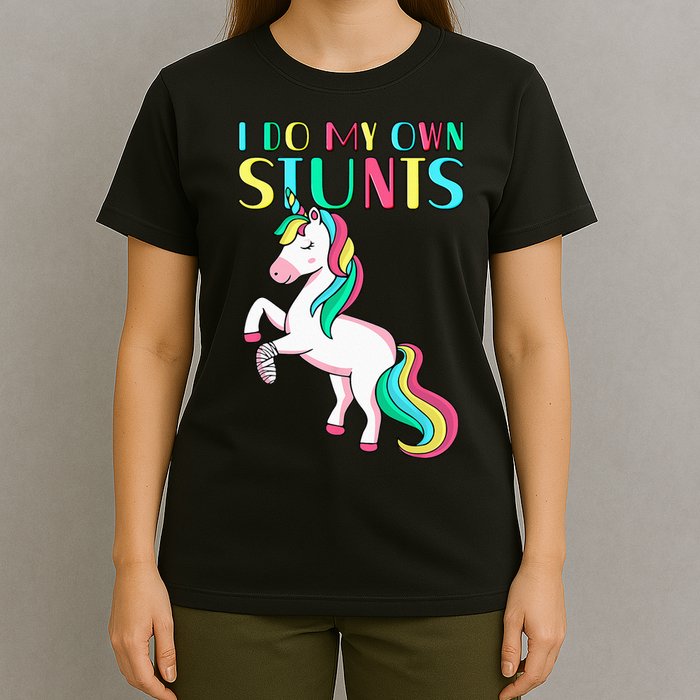 Funny I Do My Own Stunts Broken Arm Cute Magical Unicorn T-Shirt