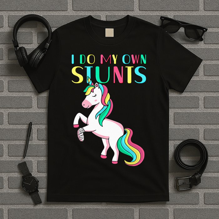 Funny I Do My Own Stunts Broken Arm Cute Magical Unicorn T-Shirt
