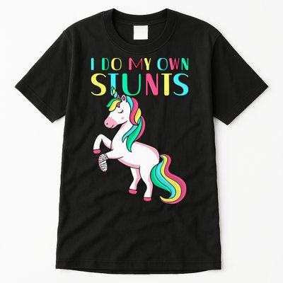 Funny I Do My Own Stunts Broken Arm Cute Magical Unicorn Tall T-Shirt