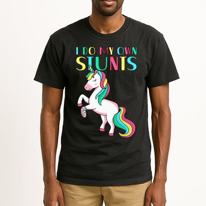 Funny I Do My Own Stunts Broken Arm Cute Magical Unicorn Tall T-Shirt
