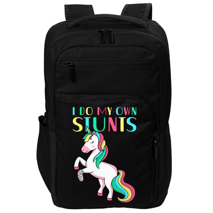 Funny I Do My Own Stunts Broken Arm Cute Magical Unicorn Impact Tech Backpack