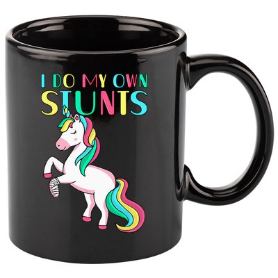 Funny I Do My Own Stunts Broken Arm Cute Magical Unicorn 11oz C Handle Ceramic Mug