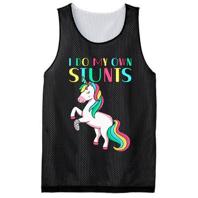Funny I Do My Own Stunts Broken Arm Cute Magical Unicorn Mesh Reversible Basketball Jersey Tank
