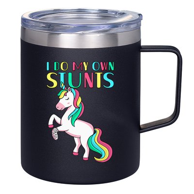 Funny I Do My Own Stunts Broken Arm Cute Magical Unicorn 12oz Stainless Steel Coffee Mug