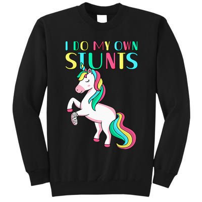 Funny I Do My Own Stunts Broken Arm Cute Magical Unicorn Tall Sweatshirt