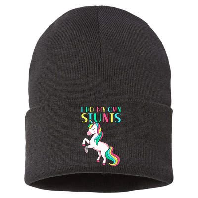 Funny I Do My Own Stunts Broken Arm Cute Magical Unicorn Sustainable Knit Beanie