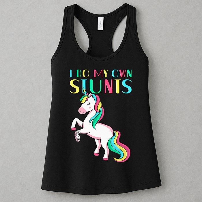 Funny I Do My Own Stunts Broken Arm Cute Magical Unicorn Womens Tank Top