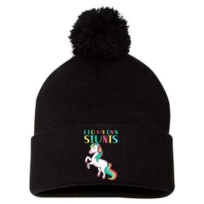 Funny I Do My Own Stunts Broken Arm Cute Magical Unicorn Pom Pom 12in Knit Beanie
